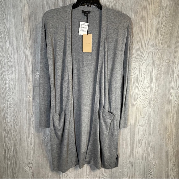 Halogen Dark Grey Heather Cashmere Blend Long Cardigan Size XS - Picture 2 of 7